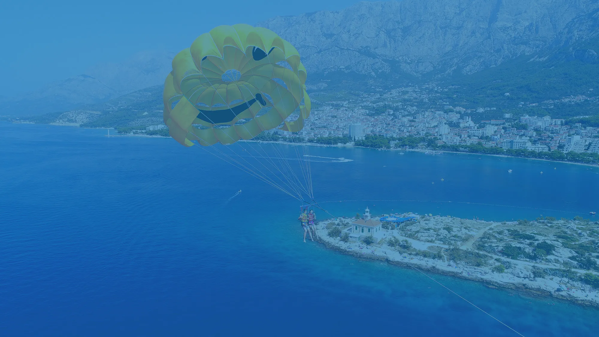 Parasailing over crystal blue waters